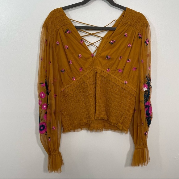 Anthropologie Smocked Tulle Blouse NWOT - Picture 5 of 7